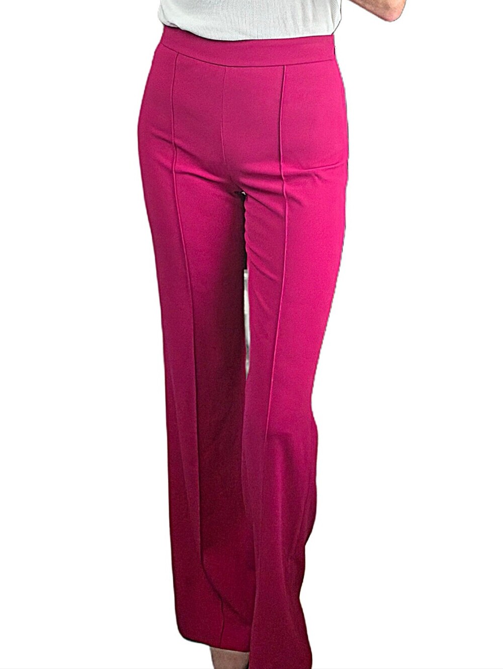 NWT. ALICE & OLIVIA Dylan High Rise Pant In Raspberry - Picture 12 of 12